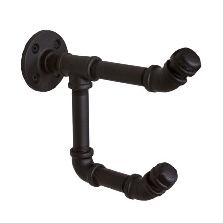 Gancho Perchero de Pared "Akbal" Negro Mate, Estilo Vintage Industrial para Baño, Hecho en México de manera Artesanal con Acero de alta resistencia.