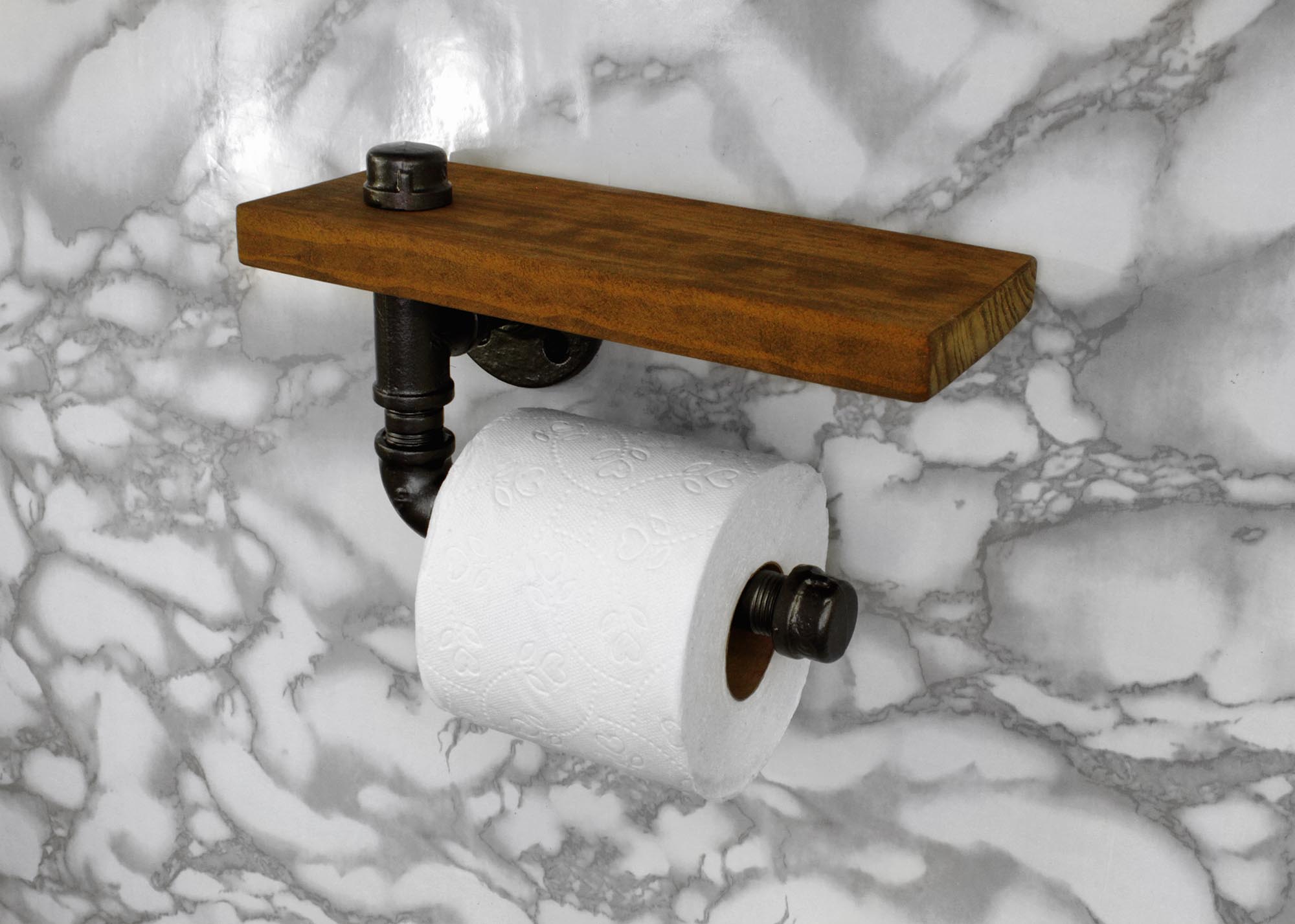 Portarrollos "Holbox" Gris Hierro, Estilo Vintage Industrial para Baño, Hecho en México de manera Artesanal con Acero de alta resistencia.