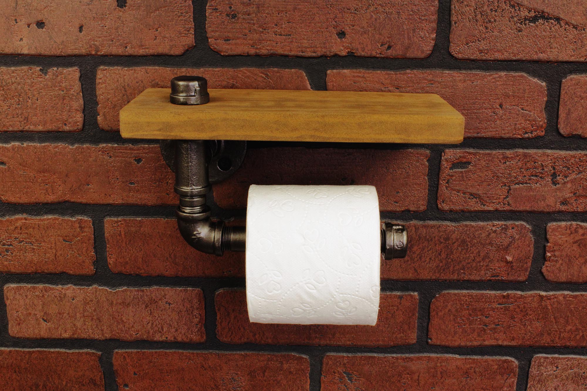 Portarrollos "Holbox" Gris Hierro, Estilo Vintage Industrial para Baño, Hecho en México de manera Artesanal con Acero de alta resistencia.