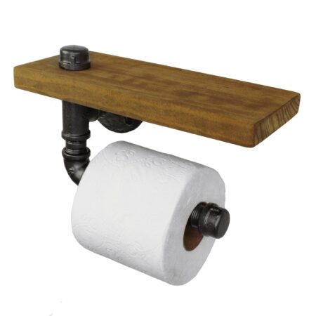 Portarrollos "Holbox" Gris Hierro, Estilo Vintage Industrial para Baño, Hecho en México de manera Artesanal con Acero de alta resistencia.