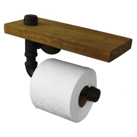 Portarrollos "Holbox" Negro Mate, Estilo Vintage Industrial para Baño, Hecho en México de manera Artesanal con Acero de alta resistencia.