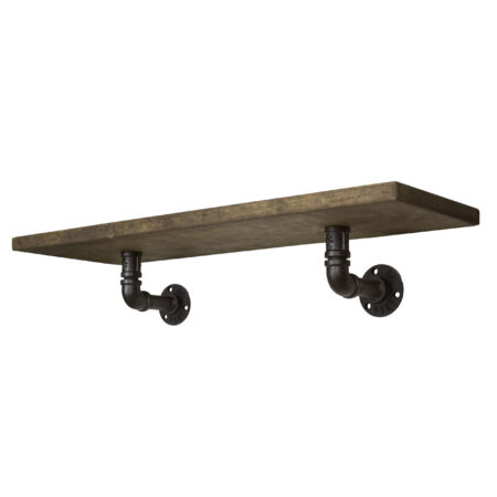 Repisa "Ishtar" Negro Mate, Estilo Vintage Industrial para Baño, Hecho en México de manera Artesanal con Acero de alta resistencia.