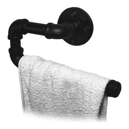 Toallero de Manos "Itzel" Negro Mate, Estilo Vintage Industrial para Baño, Hecho en México de manera Artesanal con Acero de alta resistencia.