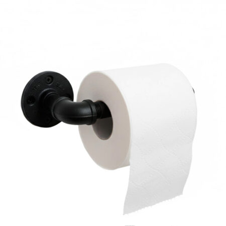 Portarrollos "Itzia" Negro Mate, Estilo Vintage Industrial para Baño, Hecho en México de manera Artesanal con Acero de alta resistencia.