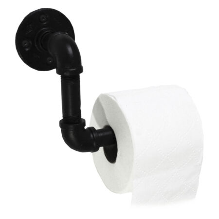 Portarrollos Artesanal "Ixchel" Negro Mate, Estilo Vintage Industrial para Baño, Hecho en México de manera Artesanal con Acero de alta resistencia.
