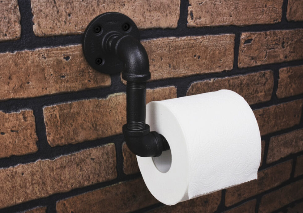 Portarrollos Artesanal "Ixchel" Negro Mate, Estilo Vintage Industrial para Baño, Hecho en México de manera Artesanal con Acero de alta resistencia.