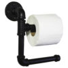 Portarrollos Doble Artesanal "Nicte" Negro Mate, Estilo Vintage Industrial para Baño, Hecho en México de manera Artesanal con Acero de alta resistencia.