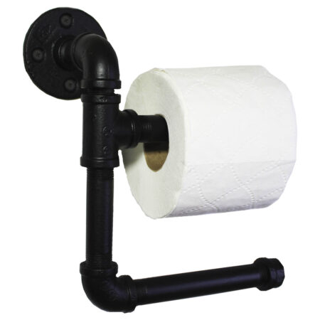 Portarrollos Doble Artesanal "Nicte" Negro Mate, Estilo Vintage Industrial para Baño, Hecho en México de manera Artesanal con Acero de alta resistencia.