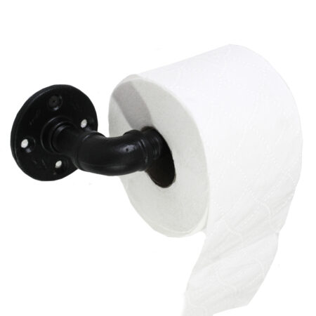 Portarrollos "Itzia" Negro Mate, Estilo Vintage Industrial para Baño, Hecho en México de manera Artesanal con Acero de alta resistencia.