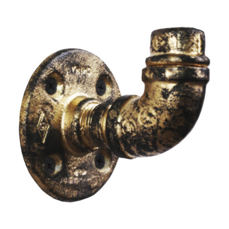 Perchero de Pared "Yatzil" Dorado Antiguo, Estilo Vintage Industrial para Baño, Hecho en México de manera Artesanal con Acero de alta resistencia.