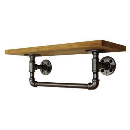 Repisa "Ninive" Gris Hierro, Estilo Vintage Industrial para Baño, Hecho en México de manera Artesanal con Acero de alta resistencia.