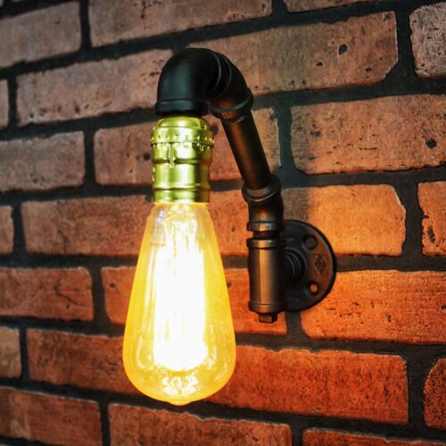 Lámpara Artesanal "Ivar" de Pared, Estilo Vintage Industrial para Baño, Hecho en México de manera Artesanal con Acero de alta resistencia.