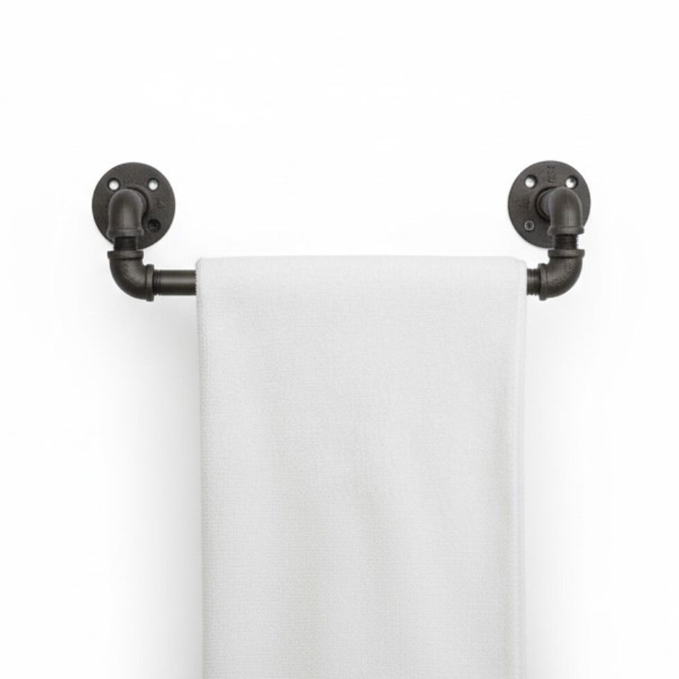 Gancho Perchero de Pared "Balam" Negro Mate, Estilo Industrial para Baño, Fabricado en Acero de alta resistencia con pintura anti corrosión.
