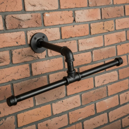 Gancho Perchero de Pared "Coba" Negro Mate, Estilo Industrial para Baño, Fabricado en Acero de alta resistencia con pintura anti corrosión.